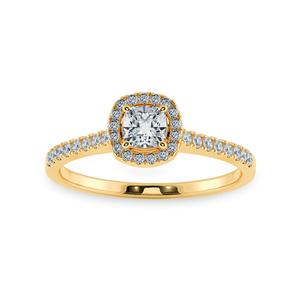 Jewelove™ Rings Women's Band only / VVS G 0.50cts. Cushion Cut Solitaire Halo Diamond Shank 18K Yellow Gold Ring JL AU 1195Y