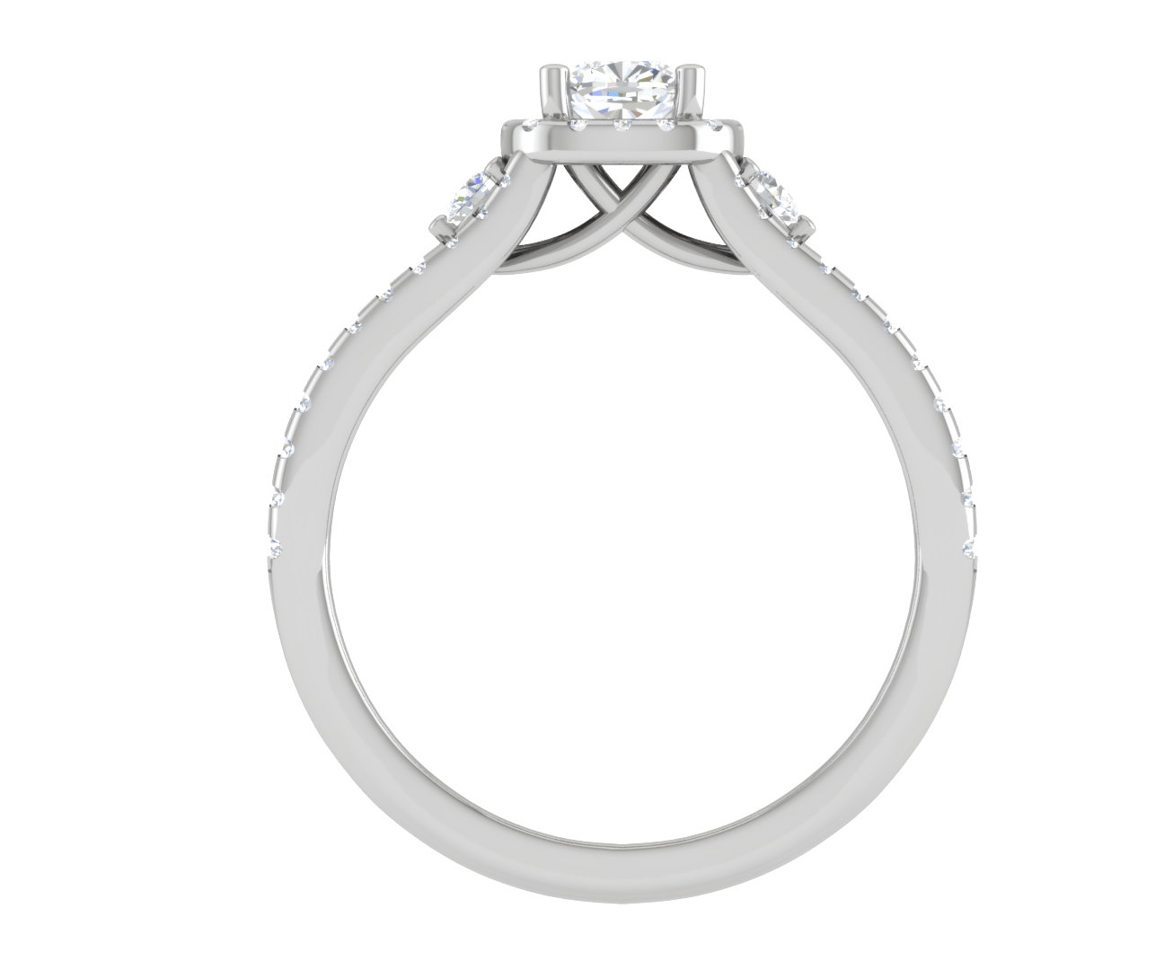 Jewelove™ Rings VVS G / Women's Band only 0.50cts Cushion Cut Solitaire Halo Diamond Split Shank Platinum Ring JL PT R3 RD 174