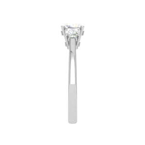 Jewelove™ Rings VVS G / Women's Band only 0.50cts. Cushion Solitaire Diamond Accents Platinum Ring JL PT R3 CU 119