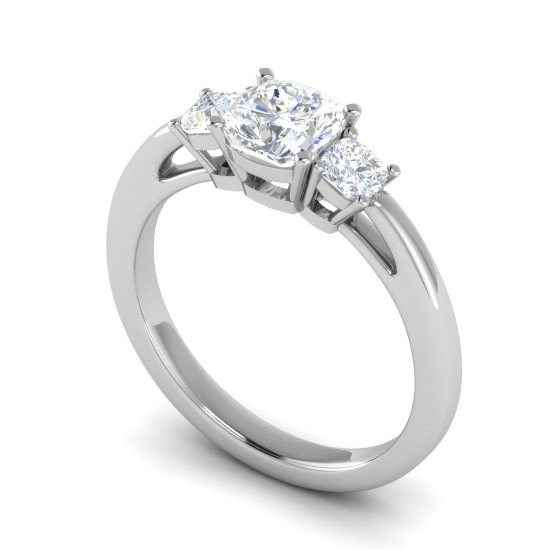 Jewelove™ Rings VVS G / Women's Band only 0.50cts. Cushion Solitaire Diamond Accents Platinum Ring JL PT R3 CU 119