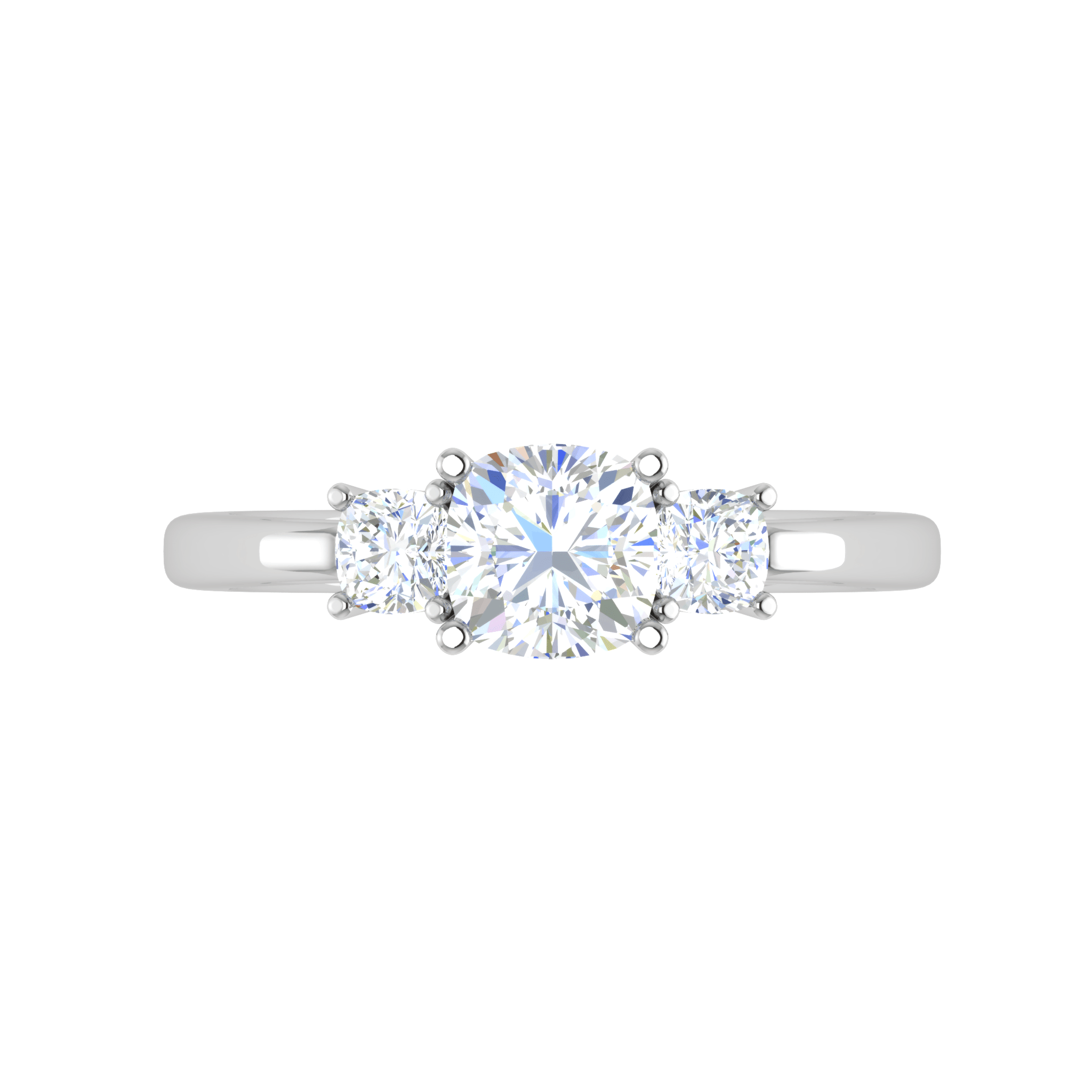 Jewelove™ Rings VVS G / Women's Band only 0.50cts. Cushion Solitaire Diamond Accents Platinum Ring JL PT R3 CU 119