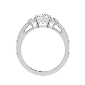 Jewelove™ Rings VVS G / Women's Band only 0.50cts. Cushion Solitaire Diamond Accents Platinum Ring JL PT R3 CU 119