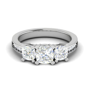 Jewelove™ Rings VVS G / Women's Band only 0.50cts. Cushion Solitaire Diamond Platinum Ring JL PT R3 CU 133