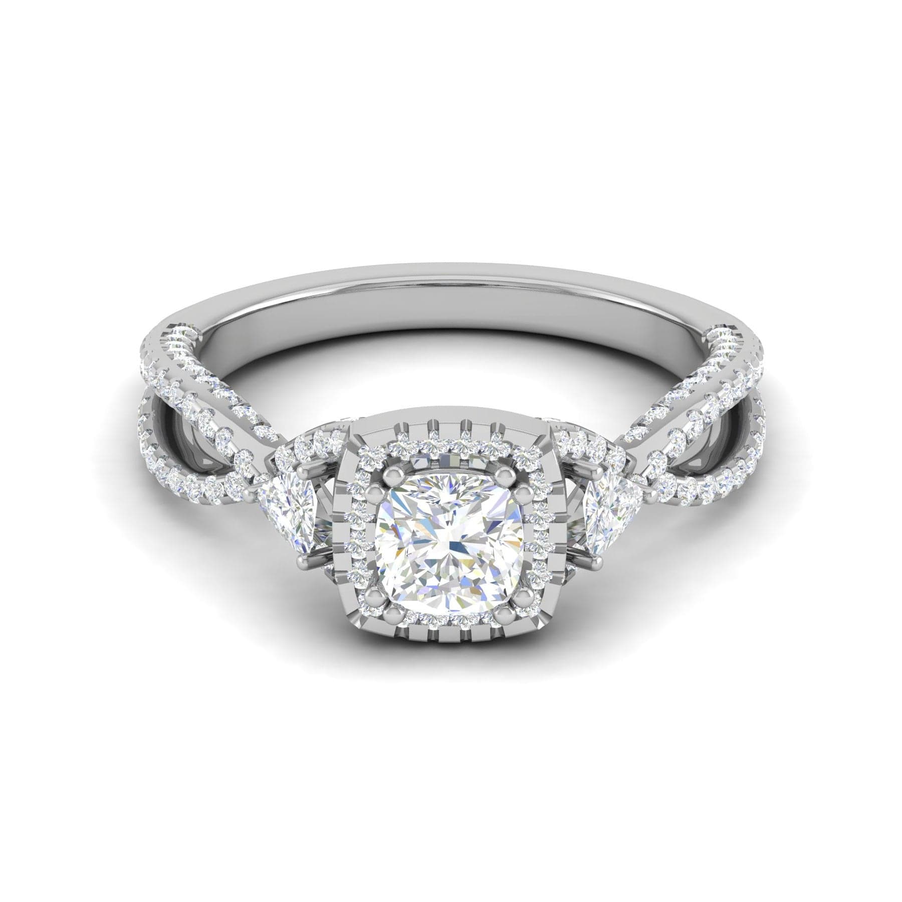 Jewelove™ Rings VVS G / Women's Band only 0.50cts. Cushion Solitaire Diamond Platinum Ring JL PT R3 PR 176