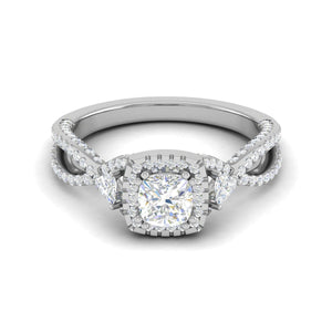 Jewelove™ Rings VVS G / Women's Band only 0.50cts. Cushion Solitaire Diamond Platinum Ring JL PT R3 PR 176