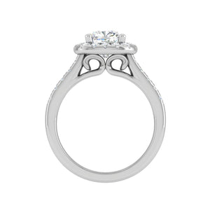 Jewelove™ VVS G / Women's Band only 0.50cts Cushion Solitaire Platinum Halo Diamond Shank Ring JL PT REHS1561