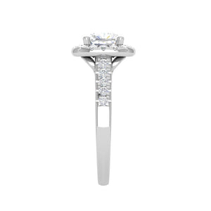 Jewelove™ VVS G / Women's Band only 0.50cts Cushion Solitaire Platinum Halo Diamond Shank Ring JL PT REHS1561