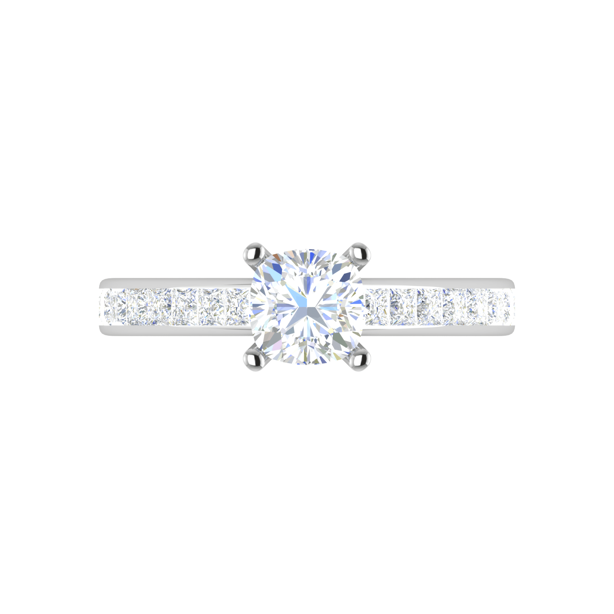 Jewelove™ Rings VVS G / Women's Band only 0.50cts Cushion Solitaire with Princess Cut Diamond Shank Platinum Ring JL PT RC CU 153