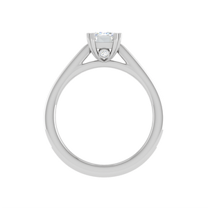 Jewelove™ Rings E VVS / Women's Band only 0.50cts Emerald Cut Solitaire Diamond Shank Platinum Ring JL PT RC EM 152-A