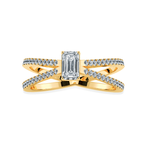 Jewelove™ Rings Women's Band only / VVS E 0.50cts. Emerald Cut Solitaire Diamond Split Shank 18K Yellow Gold Ring JL AU 1172Y-A