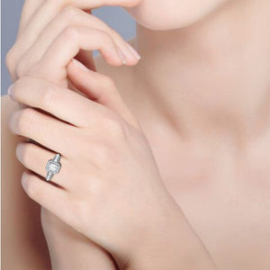 Jewelove™ Rings E VVS / Women's Band only 0.50cts. Emerald Cut Solitaire Halo Diamond Shank Platinum Ring JL PT WB6010E