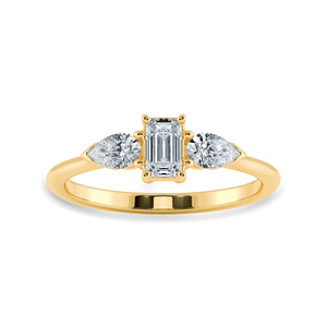 Jewelove™ Rings Women's Band only / VVS E 0.50cts. Emerald Cut Solitaire with Pear Cut Diamond Accents 18K Yellow Gold Ring JL AU 1204Y-A