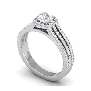 Jewelove™ J VS / Women's Band only 0.50cts Halo Diamond Split Shank Solitaire Platinum Ring JL PT M00329MD