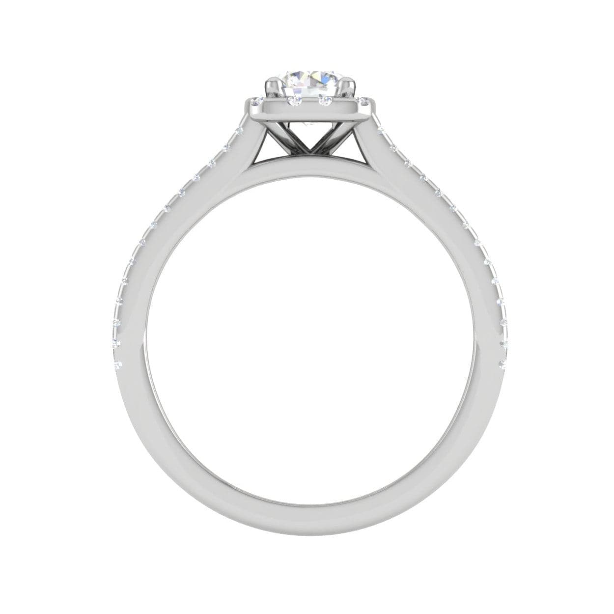 Jewelove™ J VS / Women's Band only 0.50cts Halo Diamond Split Shank Solitaire Platinum Ring JL PT M00329MD