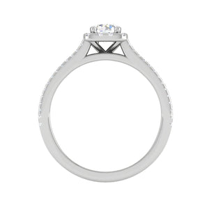 Jewelove™ J VS / Women's Band only 0.50cts Halo Diamond Split Shank Solitaire Platinum Ring JL PT M00329MD