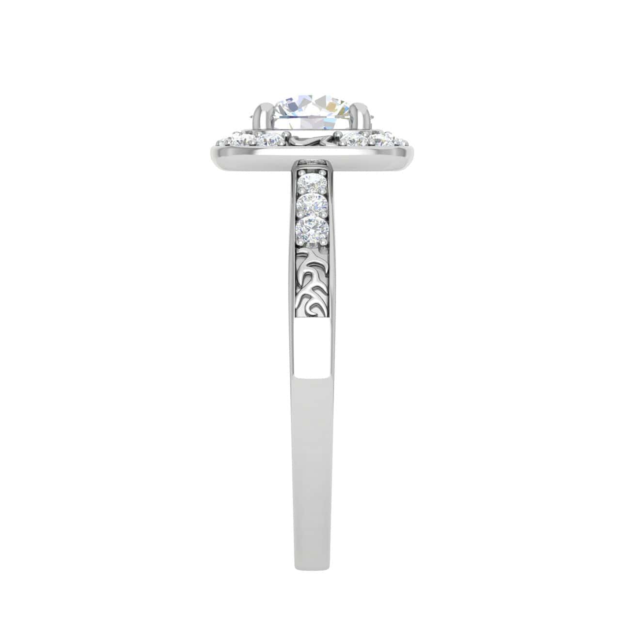 Jewelove™ Rings J VS / Women's Band only 0.50cts Halo Solitaire Halo Diamond Shank Platinum Ring JL PT WB5817E