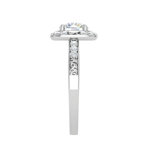 Jewelove™ Rings J VS / Women's Band only 0.50cts Halo Solitaire Halo Diamond Shank Platinum Ring JL PT WB5817E