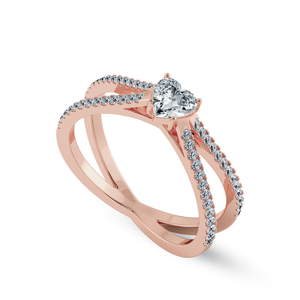 Jewelove™ Rings Women's Band only / VS I 0.50cts. Heart Cut Solitaire Diamond Split Shank 18K Rose Gold Ring JL AU 1173R-A