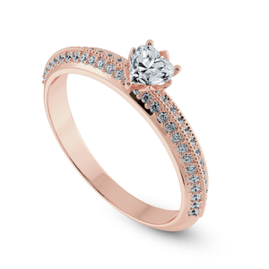 Jewelove™ Rings Women's Band only / VS I 0.50cts. Heart Cut Solitaire Diamond Split Shank 18K Rose Gold Ring JL AU 1189R-A