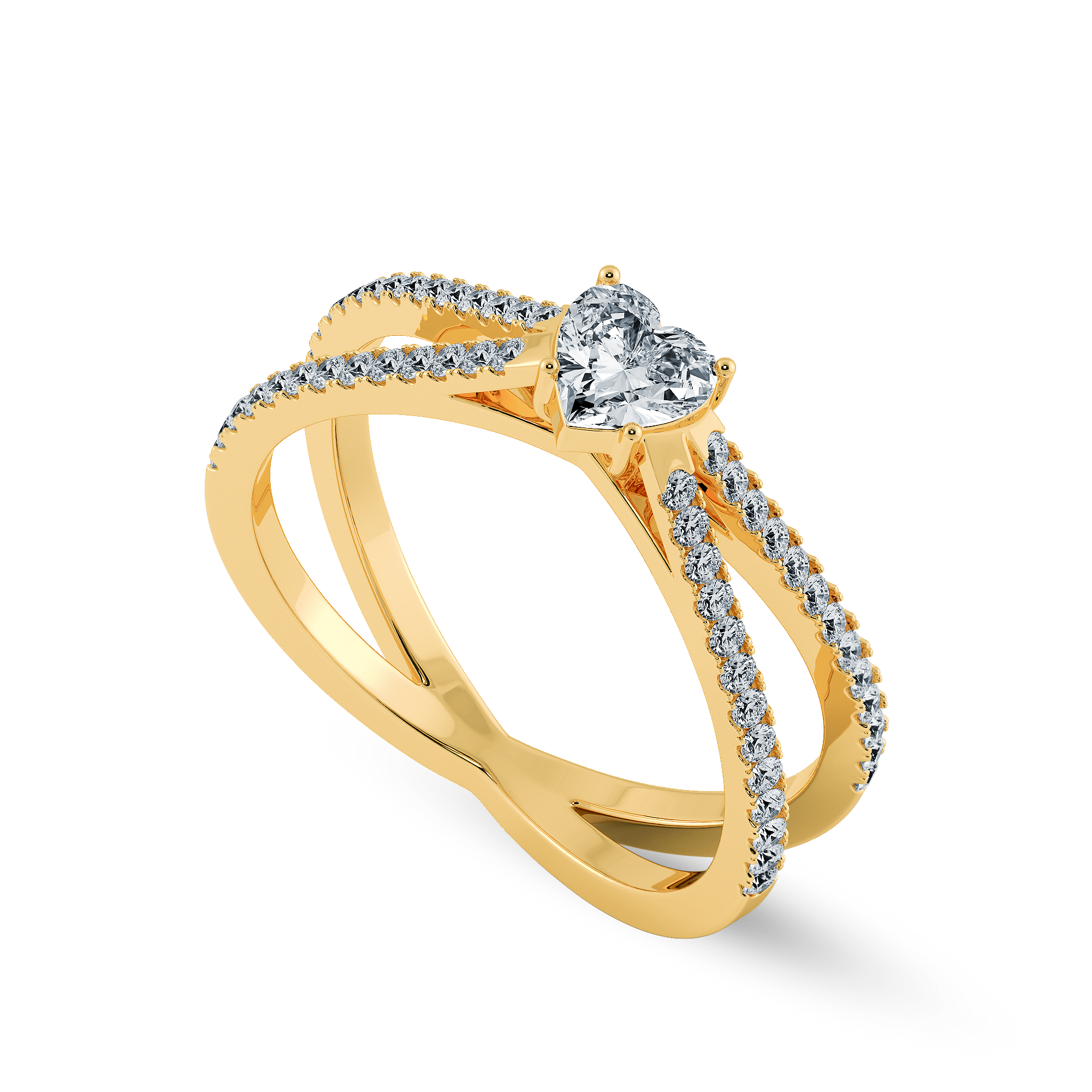 Jewelove™ Rings Women's Band only / VS I 0.50cts. Heart Cut Solitaire Diamond Split Shank 18K Yellow Gold Ring JL AU 1173Y-A