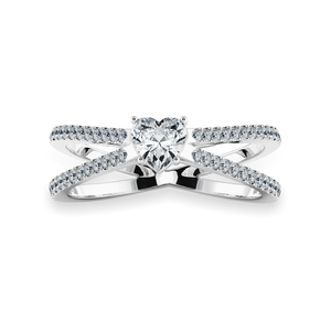 Jewelove™ Rings I VS / Women's Band only 0.50cts Heart Cut Solitaire Diamond Split Shank Platinum Ring JL PT 1173-A