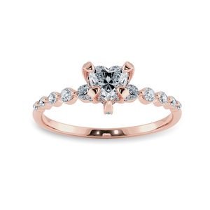 Jewelove™ Rings Women's Band only / VS I 0.50cts. Heart Cut Solitaire Halo Diamond Accents 18K Rose Gold Ring JL AU 2007R-A