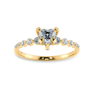 Jewelove™ Rings Women's Band only / VS I 0.50cts. Heart Cut Solitaire Halo Diamond Accents 18K Yellow Gold Ring JL AU 2007Y-A