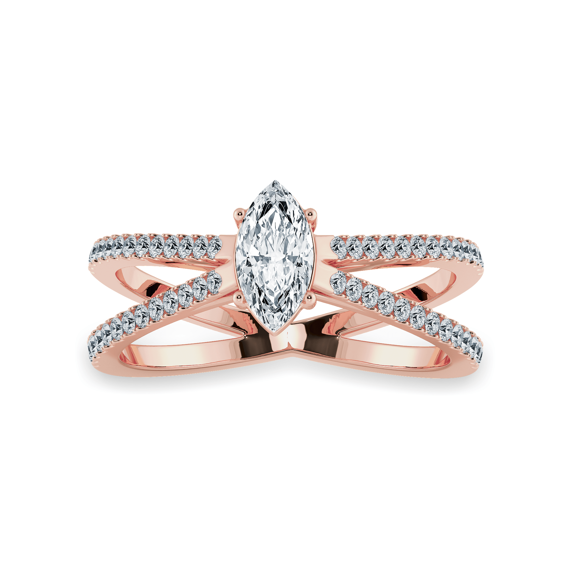 Rose gold marquise on sale solitaire