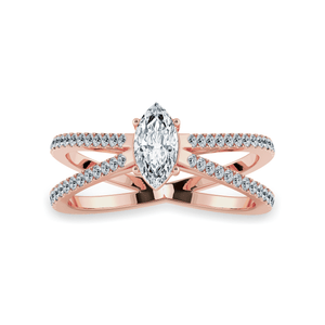 Jewelove™ Rings Women's Band only / VS I 0.50cts. Marquise Cut Solitaire Diamond Split Shank 18K Rose Gold Ring JL AU 1176R-A