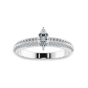 Jewelove™ Rings I VS / Women's Band only 0.50cts Marquise Cut Solitaire Diamond Split Shank Platinum Ring JL PT 1192-A