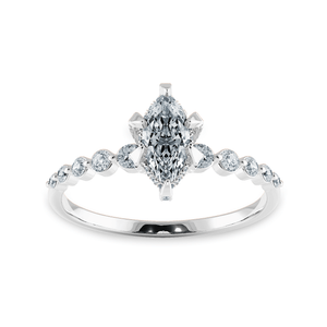 Jewelove™ Rings I VS / Women's Band only 0.50cts Marquise Cut Solitaire Halo Diamond Accents Platinum Ring JL PT 2010-A