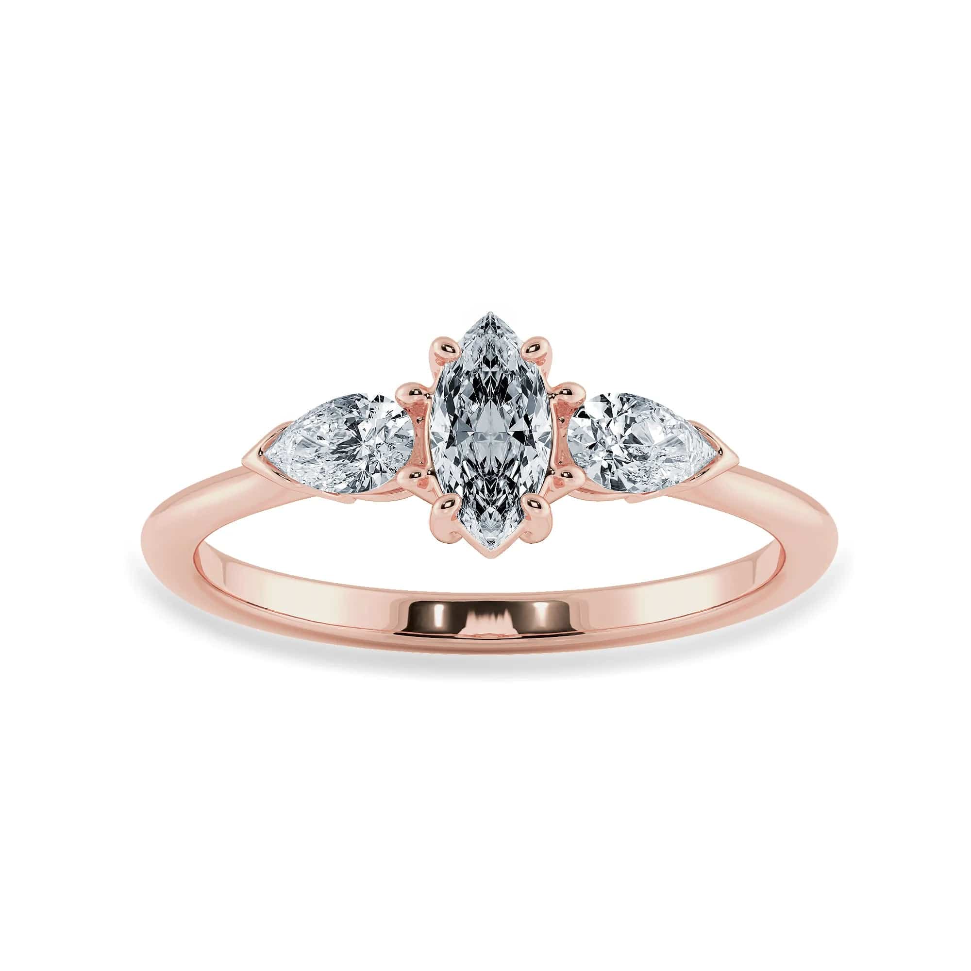 Jewelove™ Rings Women's Band only / VS I 0.50cts. Marquise Cut Solitaire with Pear Cut Diamond Accents 18K Rose Gold Ring JL AU 1208R-A