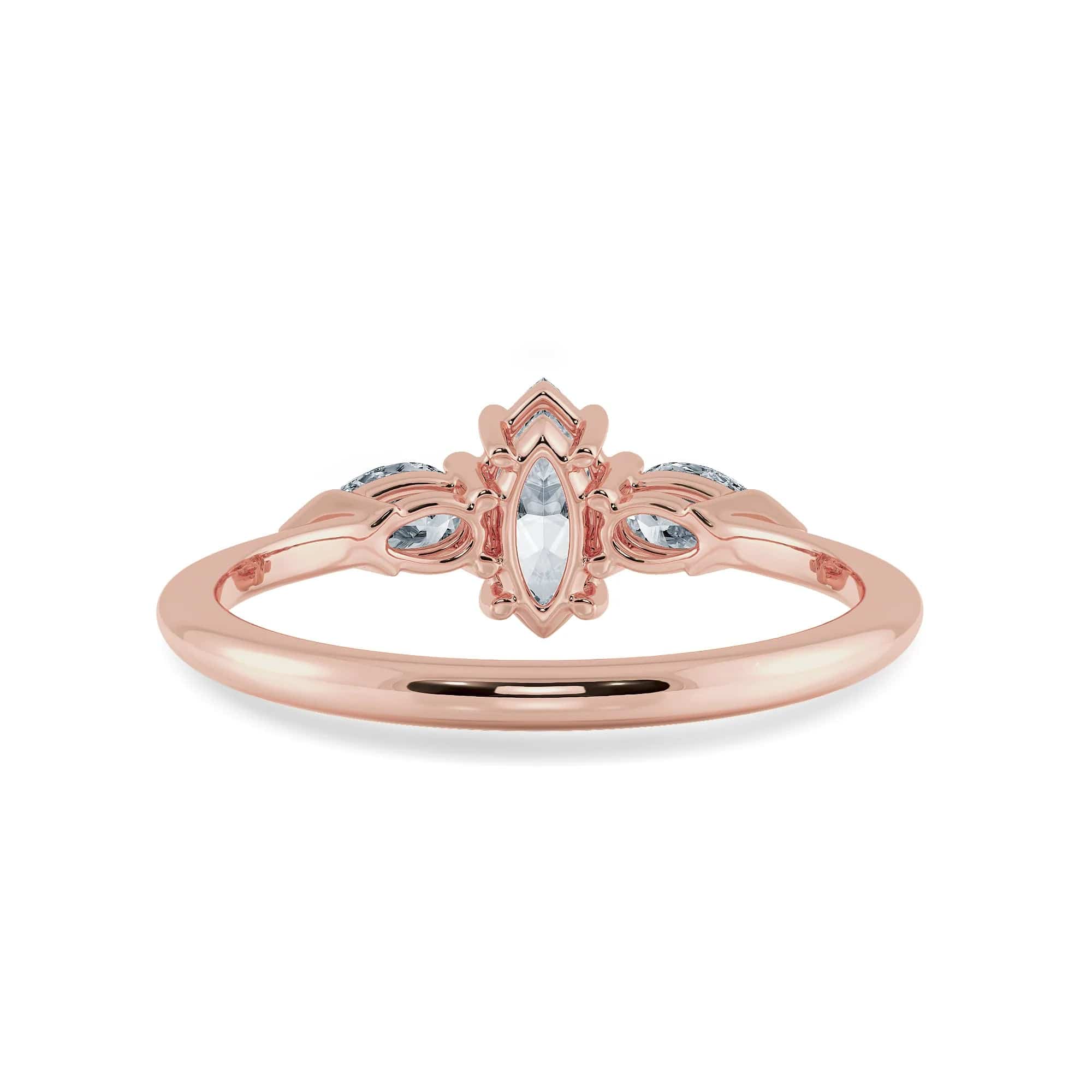 Jewelove™ Rings Women's Band only / VS I 0.50cts. Marquise Cut Solitaire with Pear Cut Diamond Accents 18K Rose Gold Ring JL AU 1208R-A