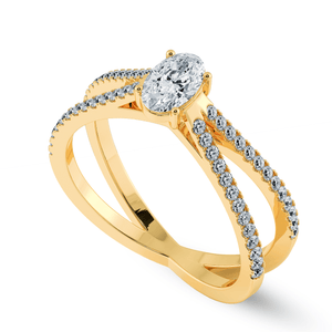 Jewelove™ Rings Women's Band only / VS I 0.50cts. Oval Cut Solitaire Diamond Split Shank 18K Yellow Gold Ring JL AU 1174Y-A