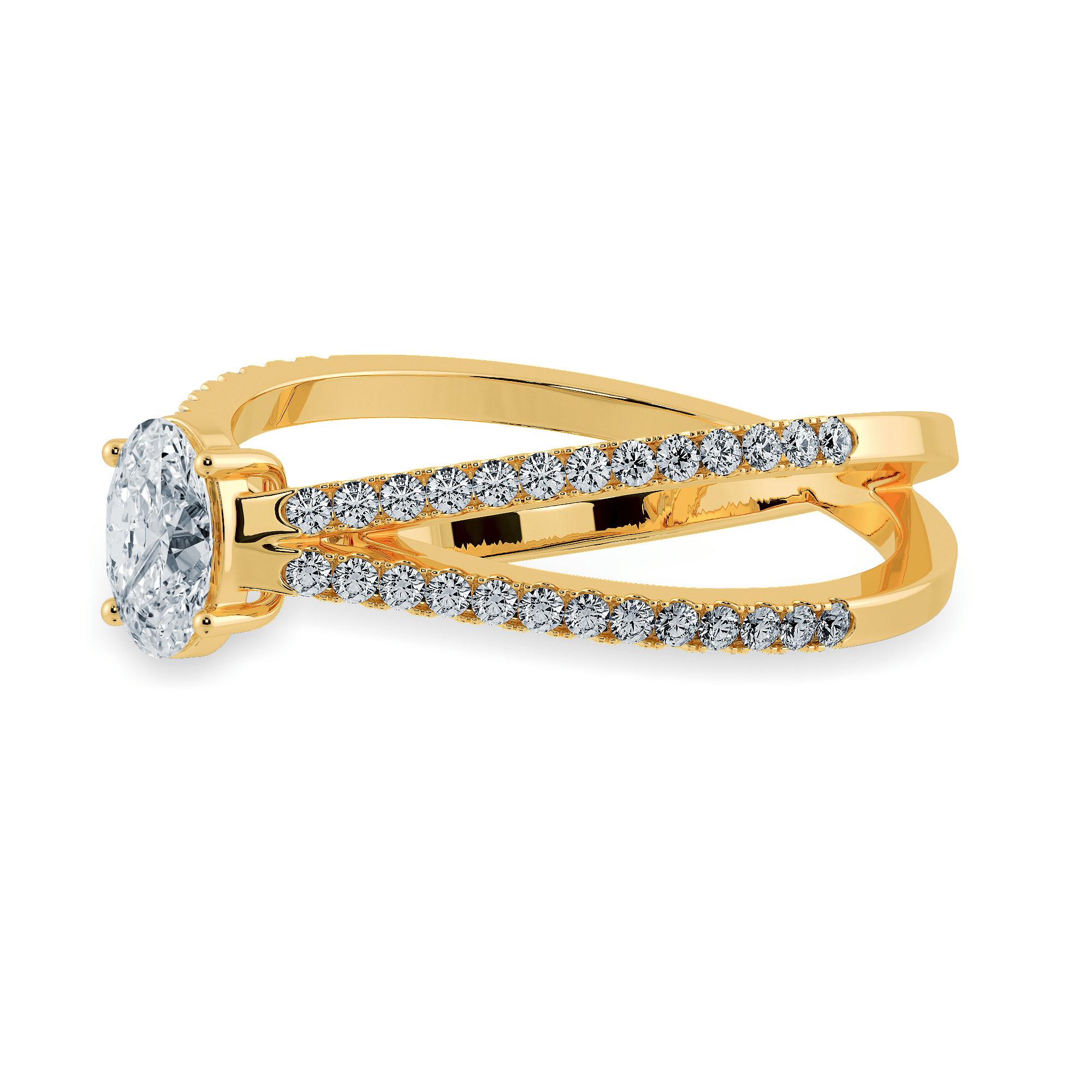 Jewelove™ Rings Women's Band only / VS I 0.50cts. Oval Cut Solitaire Diamond Split Shank 18K Yellow Gold Ring JL AU 1174Y-A