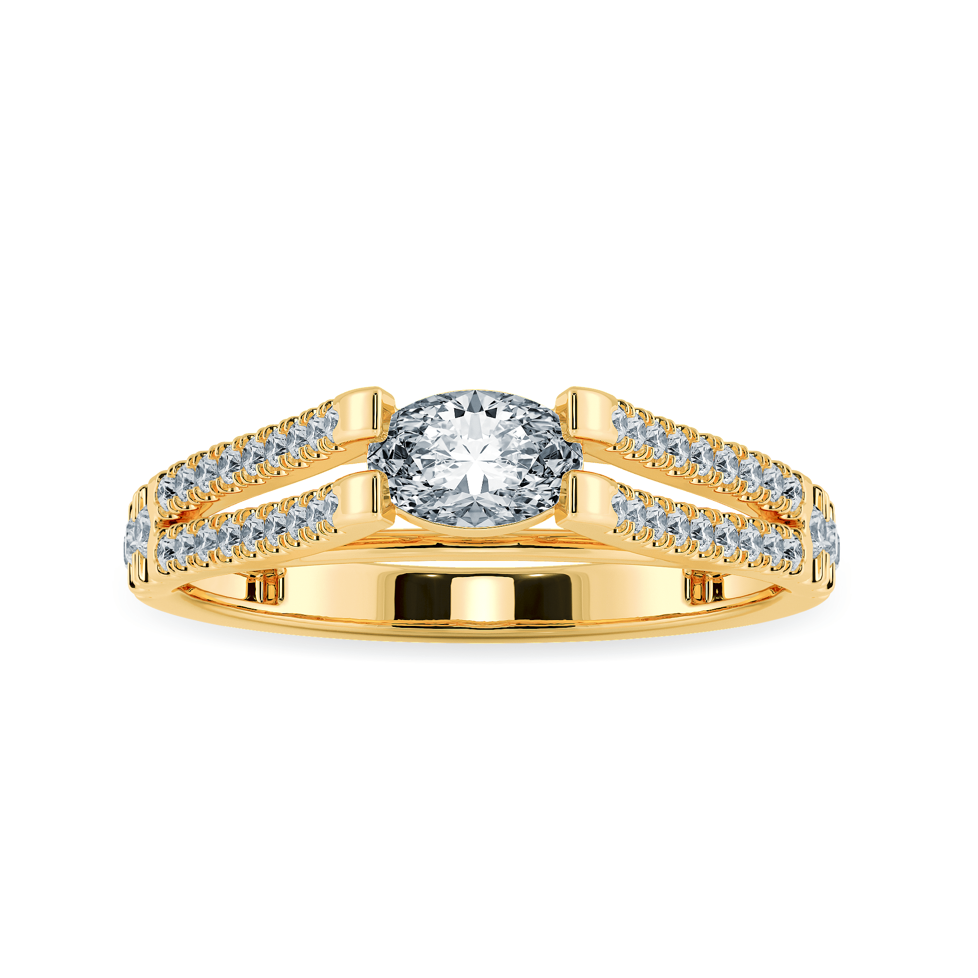 Jewelove™ Rings Women's Band only / VS I 0.50cts. Oval Cut Solitaire Diamond Split Shank 18K Yellow Gold Ring JL AU 1182Y-A