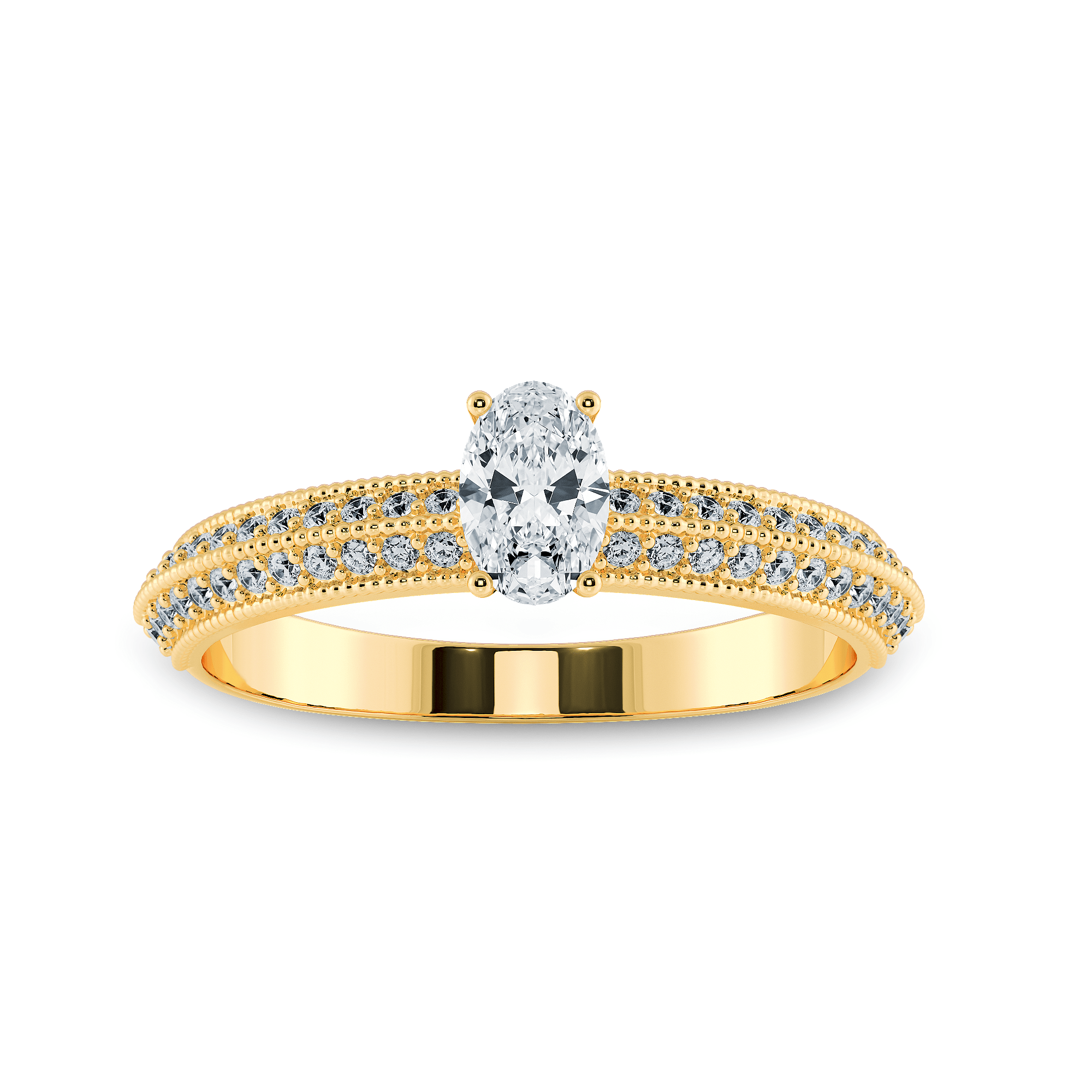 Jewelove™ Rings Women's Band only / VS I 0.50cts. Oval Cut Solitaire Diamond Split Shank 18K Yellow Gold Ring JL AU 1190Y-A