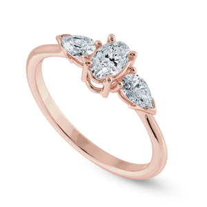 Jewelove™ Rings Women's Band only / VS I 0.50cts. Oval Cut Solitaire with Pear Cut Diamond Accents 18K Rose Gold Ring JL AU 1206R-A