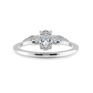 Jewelove™ Rings I VS / Women's Band only 0.50cts Oval Cut Solitaire with Pear Diamond Accents Platinum Ring JL PT 1206-A