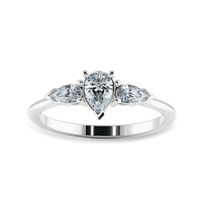 Jewelove™ Rings I VS / Women's Band only 0.50cts Pear Cut Solitaire Diamond Accents Platinum Ring JL PT 1207-A