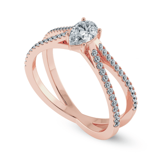 Jewelove™ Rings Women's Band only / VS I 0.50cts. Pear Cut Solitaire Diamond Split Shank 18K Rose Gold Solitaire Ring JL AU 1175R-A