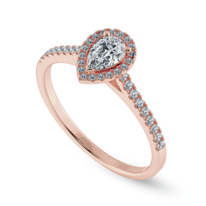 Jewelove™ Rings Women's Band only / VS I 0.50cts. Pear Cut Solitaire Halo Diamond Shank 18K Rose Gold Ring JL AU 1200R-A