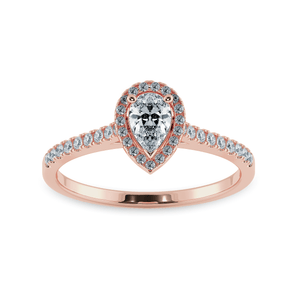 Jewelove™ Rings Women's Band only / VS I 0.50cts. Pear Cut Solitaire Halo Diamond Shank 18K Rose Gold Ring JL AU 1200R-A