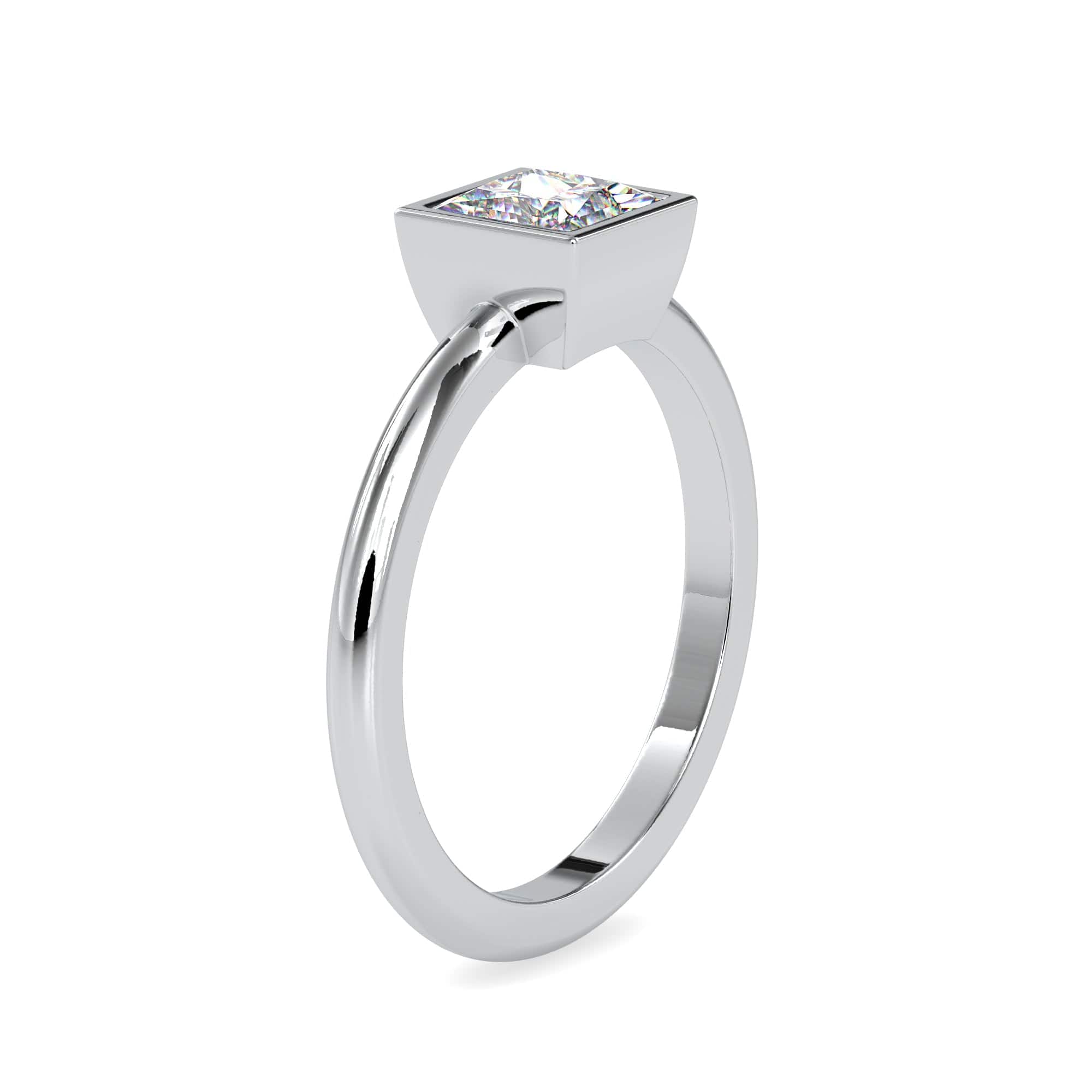 Jewelove™ Rings Women's Band only 0.50cts. Princess Cut Diamond Platinum Solitaire Engagement Ring JL PT 0077