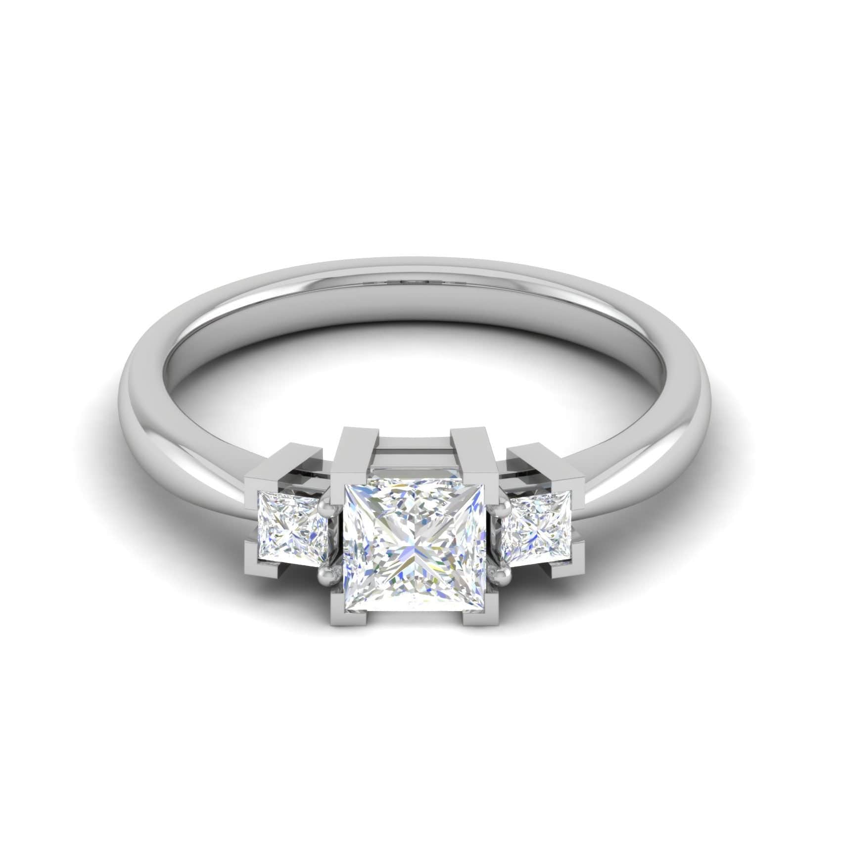 Jewelove™ Rings I VS / Women's Band only 0.50cts. Princess Cut Solitaire Diamond Platinum Ring JL PT R3 PR 110