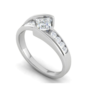 Jewelove™ Rings I VS / Women's Band only 0.50cts Princess Cut Solitaire Diamond Shank Platinum Ring JL PT WB5916E