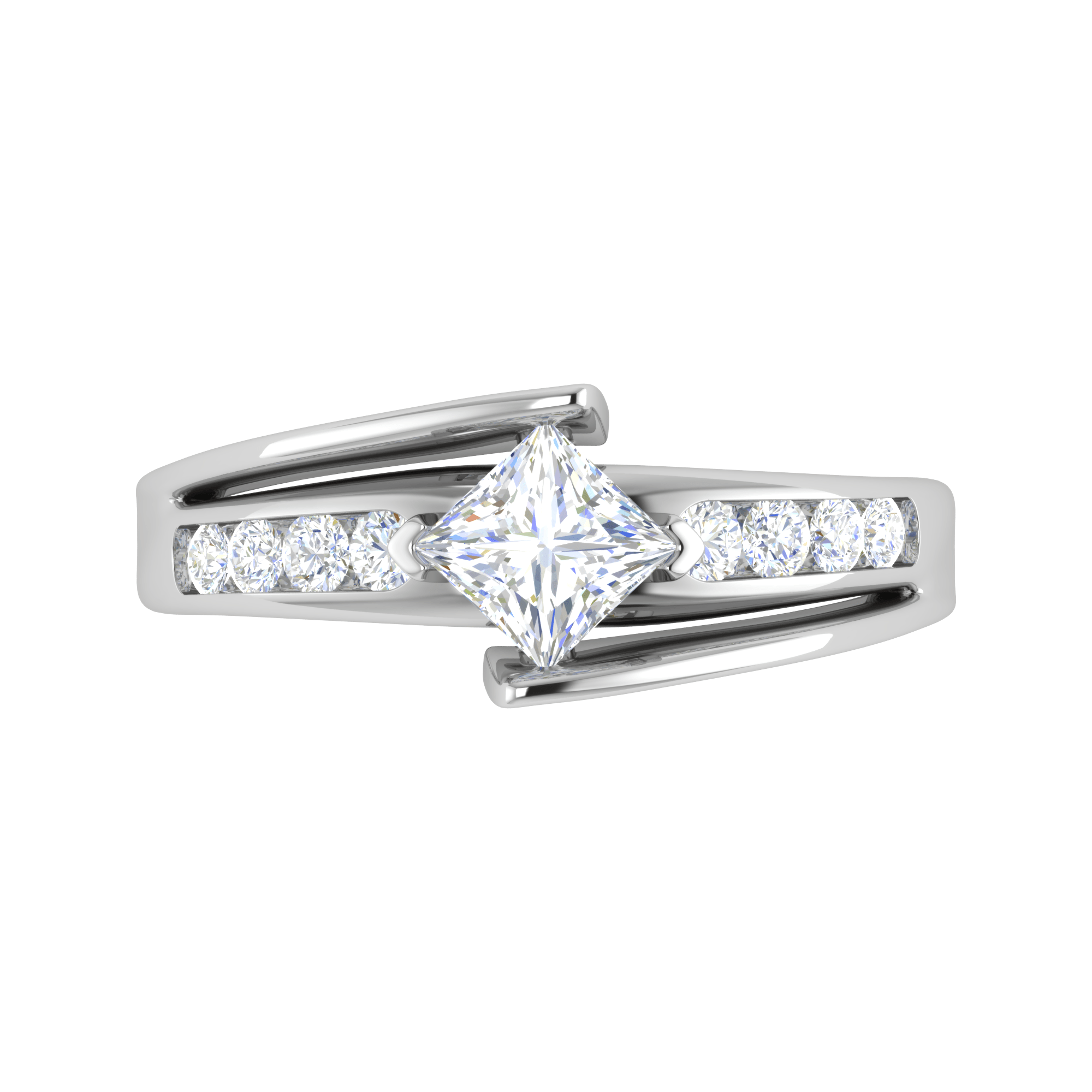 Jewelove™ Rings I VS / Women's Band only 0.50cts Princess Cut Solitaire Diamond Shank Platinum Ring JL PT WB5916E