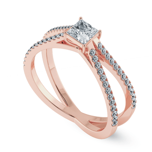 Jewelove™ Rings Women's Band only / VS I 0.50cts. Princess Cut Solitaire Diamond Split Shank 18K Rose Gold Ring JL AU 1170R-A