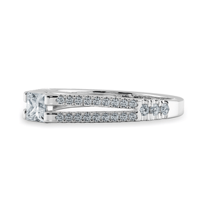 Jewelove™ Rings I VS / Women's Band only 0.50cts Princess Cut Solitaire Diamond Split Shank Platinum Ring JL PT 1178-B