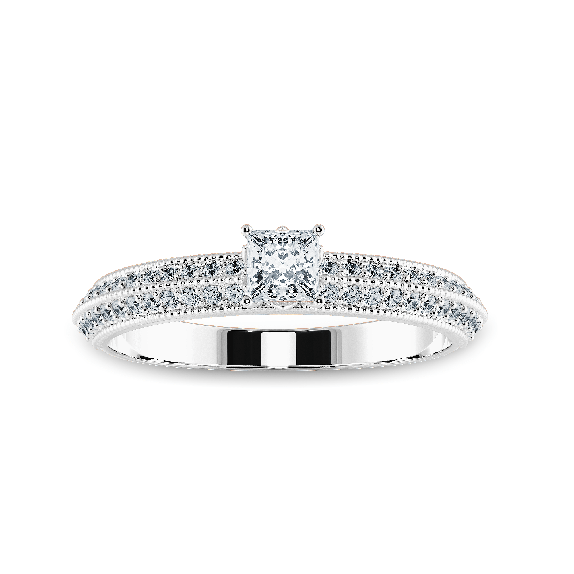 Jewelove™ Rings I VS / Women's Band only 0.50cts Princess Cut Solitaire Diamond Split Shank Platinum Ring JL PT 1186-A